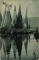 1907 Pola, Pula; Fischerbarken / halászhajók. Alois Beer / fishing boats (EK)