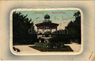 1910 Kapronca, Kopreinitz, Koprivnica; Glazbeni paviljon / Zenepavilon. J. Merhaut kiadása / music pavilion, park (fl)