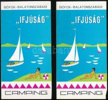 1967 Ifjúság Siófok - Balatonszabadi Camping. Bp., Cartographia. 2 db idegenforgalmi prospektus.