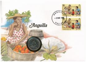 Anguilla 1989. 25p, felbélyegzett borítékban, bélyegzéssel, német nyelvű leírással T:1  Anguilla 1989. 25 Pence in envelope with stamp and cancellation, with German description C:UNC