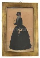 Olvashatatlan jelzéssel: Hölgy sziluettje 1834. Vegyes technika, papír. Üvegezett fém keretben. 17,5x11,5cm