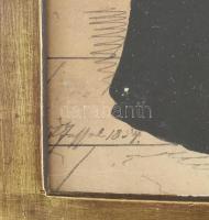 Olvashatatlan jelzéssel: Hölgy sziluettje 1834. Vegyes technika, papír. Üvegezett fém keretben. 17,5...