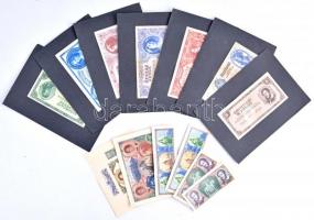 Bankjegy kollázs (6db) + 14db pengő bankjegy kartonra ragasztva T:vegyes, az egyik kartonról levált a bankjegy