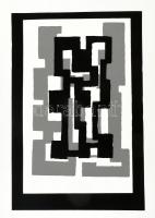 Frank Magda (1914-1997): Geometrikus kompozíció. Szitanyomat, papír, jelzett. 42×28 cm / Magda Frank (1914-1997): Geometric composition. Screenprint on paper, signed. 42×28 cm.