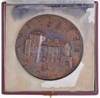 Váró Márton (1943-) DN "Tatai vár" egyoldalas Br emlékérem tokban (102mm) T:2