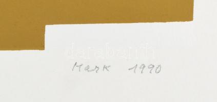 Mark (Márkus), Anna (1928-): Konstruktivista kompozíció, 1990. Szitanyomat, papír, jelzett, művészpé...