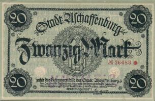 Német Birodalom/Weimari Köztársaság/Aschaffenburg DN 20M hivatalos érvénytelenítéssel T:I