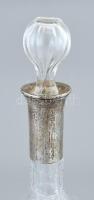 Ezüst (Ag) szerelékű, ólomkristály likőrös palack, jelzett, kopott, m:31cm