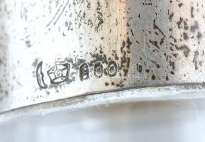 Ezüst (Ag) szerelékű, ólomkristály likőrös palack, jelzett, kopott, m:31cm