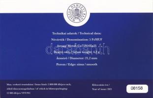 2021. 5Ft Cu-Ni-Zn "75 éves a Forint" első napi veret (6xklf) sorszámozott emléklapon T:1