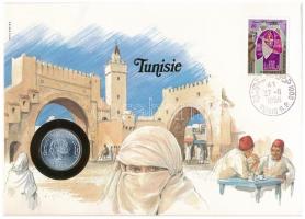 Tunézia 1983. 5M, felbélyegzett borítékban, bélyegzéssel, német nyelvű leírással T:1 Tunisia 1983. 5 Millim in envelope with stamp and cancellation, with German description C:UNC