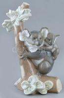 Lladró spanyol figura, Koalák, kézzel festett porcelán, jelzett, hibátlan m: 20 cm
