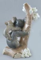 Lladró spanyol figura, Koalák, kézzel festett porcelán, jelzett, hibátlan m: 20 cm