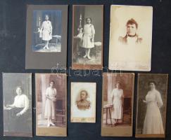 cca 1870-1890 8 db nőket ábrázoló keményhátú fotó  / Vintage photos of women 10x17 cm
