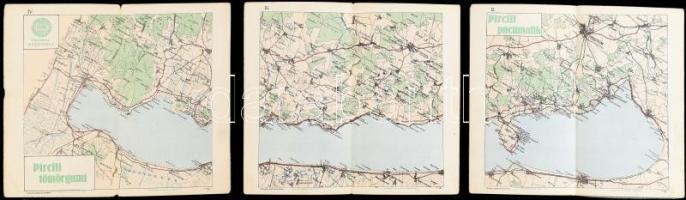 3 db Balaton térkép, reklámokkal, 20×22,5 cm