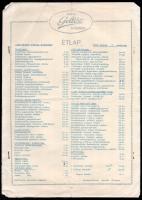 1968 Hotel Gellért Budapest 3 db étlapja, gyűrődésekkel