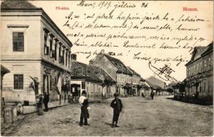 1909 Moson, Fő utca. Szobola Anna kiadása