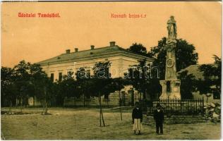 1908 Tamási, Kossuth Lajos tér, Mária szobor, takarékpénztár. Belák János kiadása 2531. (W.L.?) (EK)