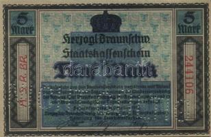 Német Birodalom/Weimari Köztársaság/Braunschweig/Herzogl.Braunschweig 1918.10.15. 5M hivatalos érvénytelenítéssel T:I