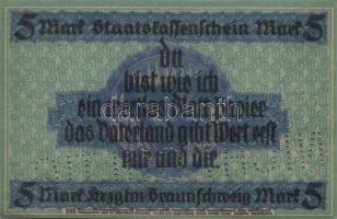 Német Birodalom/Weimari Köztársaság/Braunschweig/Herzogl.Braunschweig 1918.10.15. 5M hivatalos érvén...