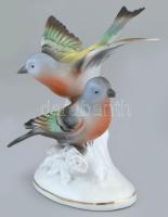 Porcelán, madár pár, jelzés nélkül, m: 16cm, kopott