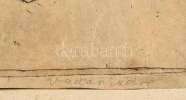 Vadász Endre (1901-1944): Vízpart (cím nélkül). Rézkarc, papír, jelzett. 22x28,5 cm. Felületi törésn...