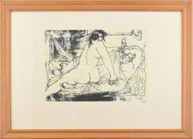 Amerigo Tot (1909-1985): Női akt. Szitanyomat, papír. Jelzett. Üvegezett fakeretben. 26x36 cm