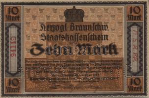 Német Birodalom/Weimari Köztársaság/Braunschweig/Herzogl.Braunschweig 1918.10.15. 10M hivatalos érvénytelenítéssel T:I