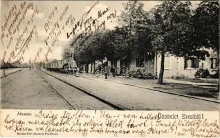 1904 Ercsi, vasútállomás, gőzmozdony. Déri János és fia kiadása (EK)