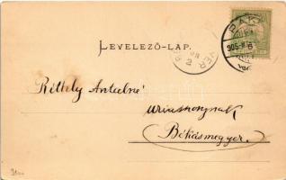 1905 Paks, Fő utca, Erzsébet szálloda, Bazársor tetején Szent Vendel, Szent Flórián és Nepomuki Szen...