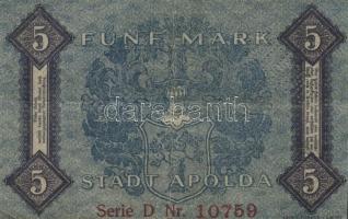 Német Birodalom/Weimari Köztársaság/Apolda 1918.11.15. 5M hivatalos érvénytelenítéssel T:II-