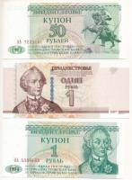 Dnyeszter-menti Köztársaság 1993. 50R + 1994. 1R + 2007. 1R T:I Transnistria 1993. 50 Rublei + 1994. 1 Ruble + 2007. 1 Ruble C:UNC Krause P#19, P#16, P#42