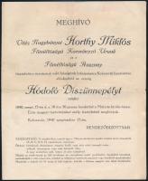 1940 Kolozsvár, meghívó Erdély visszatérte alkalmából rendezett hódoló díszünnepélyre, Horthy Miklós részvételével. Meghívó, program + belépőjegy