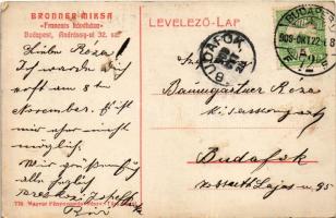 1909 Budapest VI. Bronner Miksa "Francais" kávéháza, Müller Dávid üzlete, Fővárosi Orfeum....