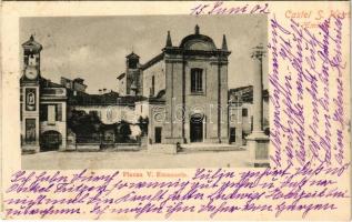 1902 Castel San Pietro Terme, Piazza V. Emanuele / square (glue marks)
