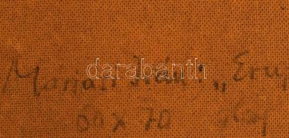 Máriási Masznyik Iván (1928-1997): Erupció. Olaj, farost, jelzett, hátoldalon autográf felirattal és...