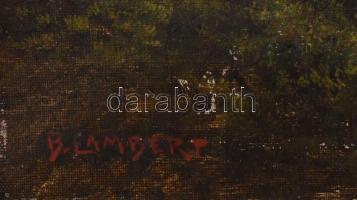 B Lambert jelzéssel: Vízparti táj. Olaj, vászon. Dekoratív fakeretben, 37×69 cm