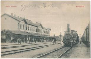 1911 Budapest XI. Kelenföld, vasútállomás, gőzmozdony (EK)