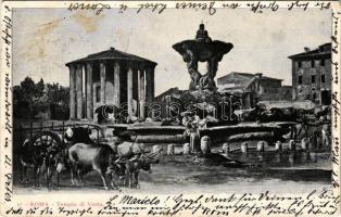 1903 Roma, Rome; Tempio di Vesta / temple, fountain (glue marks)
