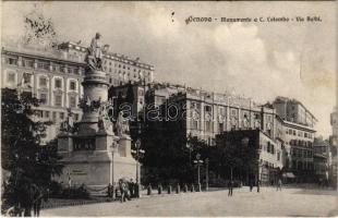 1909 Genova, Genoa; Monumento a C. Colombo, Via Balbi / street view, monument (fa)