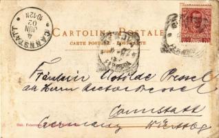 1902 Genova, Genoa; Ponte di Carignano / street view, bridge (glue marks)