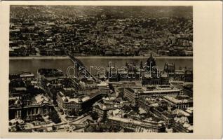 1950 Budapest V. Országház, Parlament, Kossuth híd. Légi felvétel (EK)