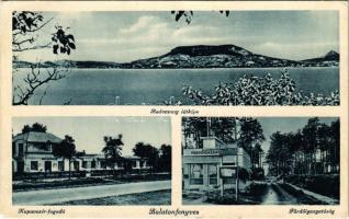 1942 Balatonfenyves, Badacsony látképe, Kupavezér fogadó, Fürdőigazgatóság, Ida pensio (EK)