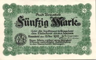 Német Birodalom/Weimari Köztársaság/Remscheid 1918.11.15. 50M T:I