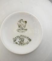 Ezüst (Ag) Teás csésze aljjal 12 db, porcelán betéttel (10 db) (részben jelzett: Aquincum Hüttl Tiva...