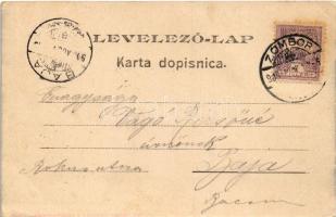 1900 Eszék, Essegg, Osijek; Vasút utca, Géza Bau. fogorvos / Kolodvorska cesta / Bahnhofgasse, Zahna...