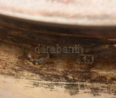 Ezüst (Ag) füles kínálótál, csiszolt üveg betéttel, apró csorbák, jelzett, nettó: 181g , m:18cm, d:1...