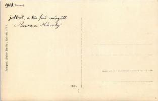 1913 Abbazia, Opatija; Füred-Fiume hajókirándulás, hölgy kerékpárral, Burza Károly. Fotogr. Atelier ...