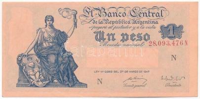 Argentína 1947. (1950-1951.) 1P T:III szép papír Argentina 1947. (1950-1951.) 1 Peso C:F nice paper Krause P#257