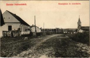 1910 Poklostelek, Poclusa de Barcau (Bihar); községháza, utca, templom / town hall, street, church + "POKLOSTELEK BIHAR VM. POSTAI ÜGYN" (EK)